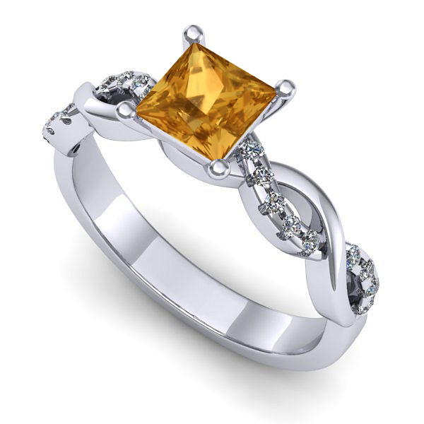 Inel din aur alb cu citrin