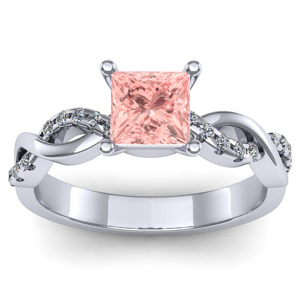 Inel logodna cu diamant de laborator roz patrat
