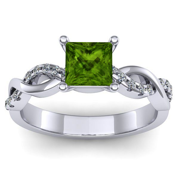 Inel logodna cu peridot patrat