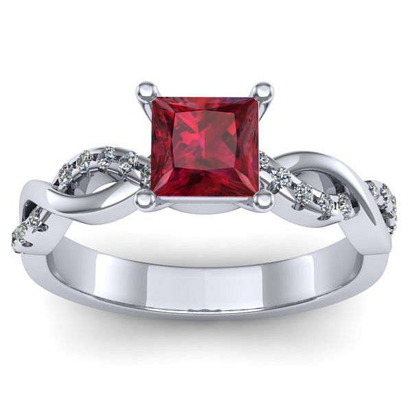 Inel logodna cu rubin patrat