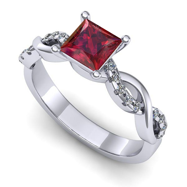 Inel din aur alb cu rubin