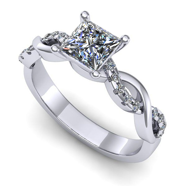 Inel din aur alb cu diamant de laborator