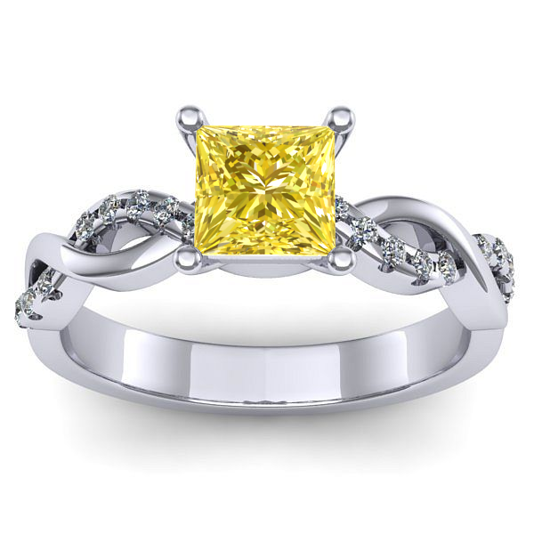 Inel logodna cu safir galben patrat