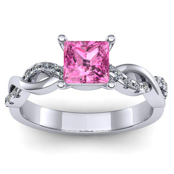 Inel de logodna cu safir roz patrat
