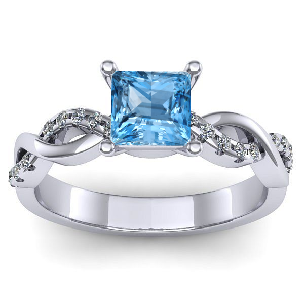 Inel logodna cu topaz blue patrat