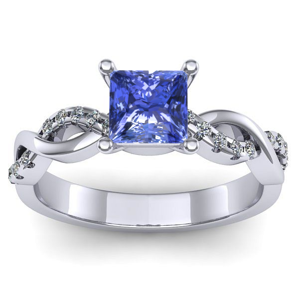 Inel de logodna cu tanzanit patrat