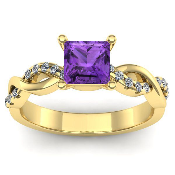 Inel cu ametist patrat