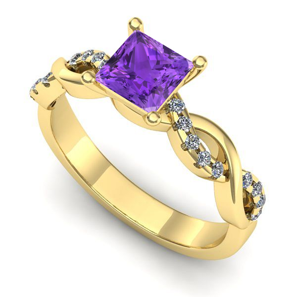 Inel din aur galben cu ametist