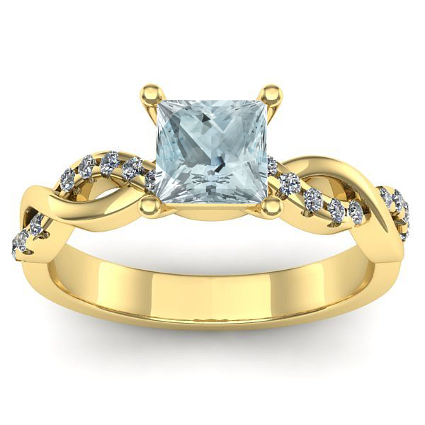 Inel de logodna cu aquamarin patrat