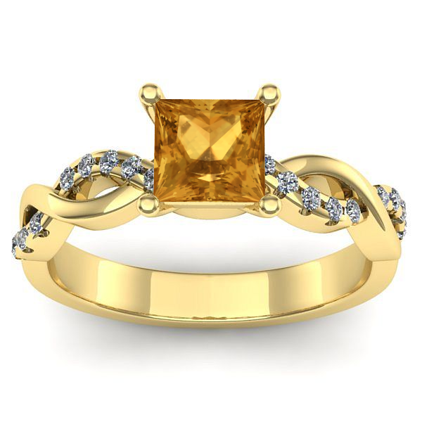 Inel cu citrin patrat