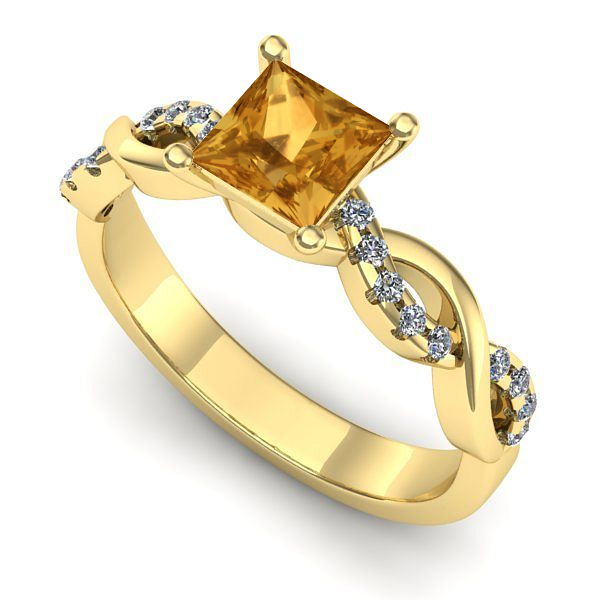 Inel de logodna din aur galben cu citrin