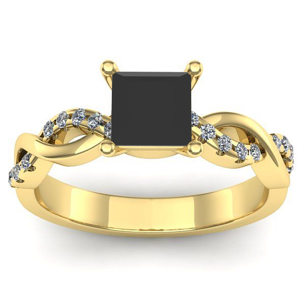 Inel de logodna cu diamant negru patrat