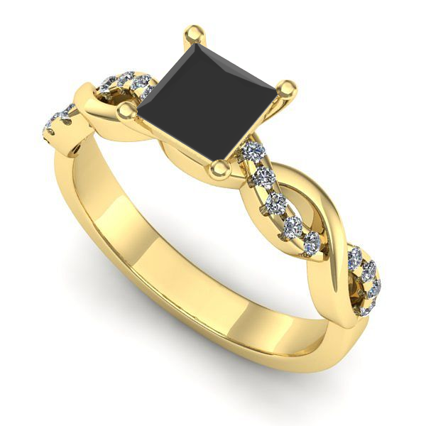 Inel din aur galben cu diamant negru