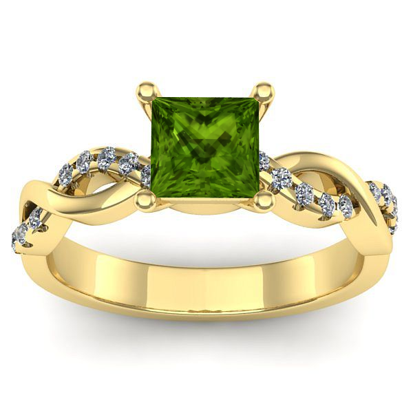 Inel logodna cu peridot patrat