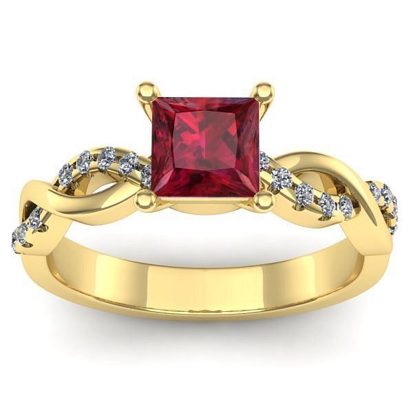 Inel cu rubin patrat