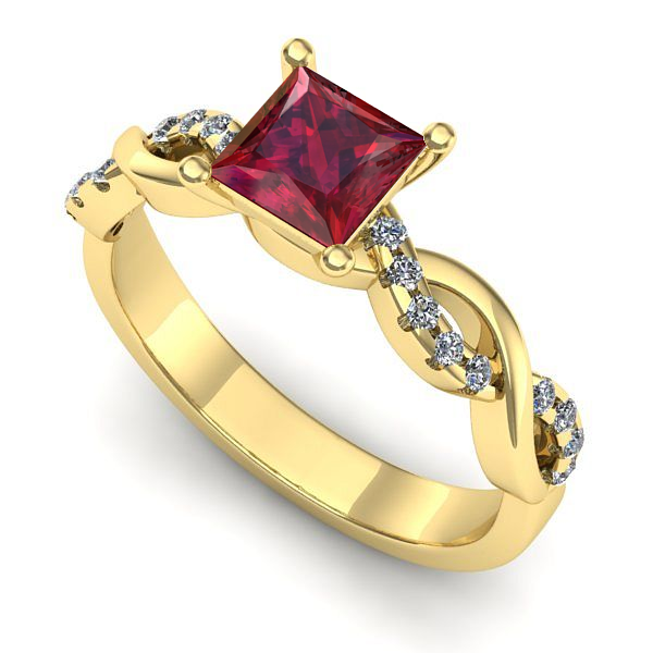 Inel logodna din aur galben cu rubin