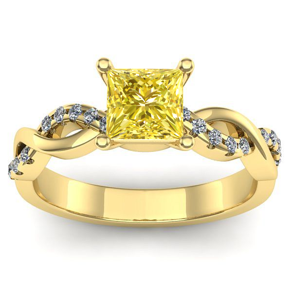 Inel de logodna cu safir galben patrat