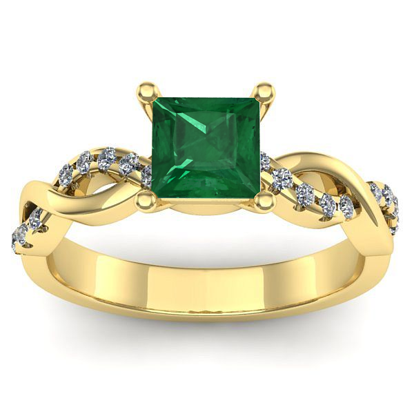 Inel cu smarald patrat