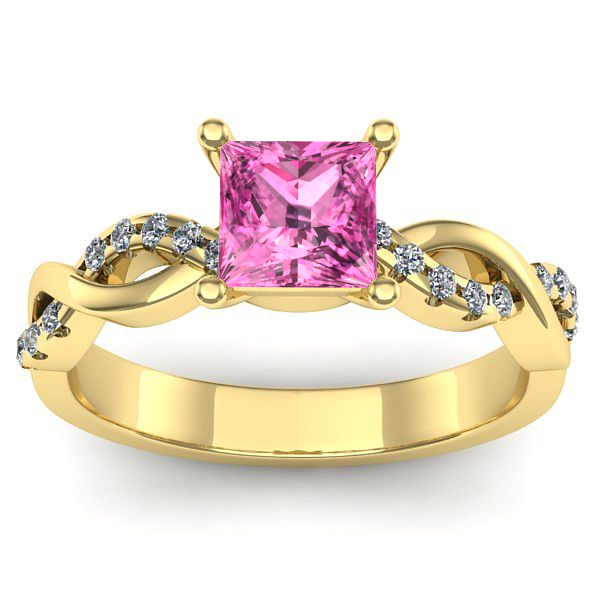 Inel cu safir roz patrat