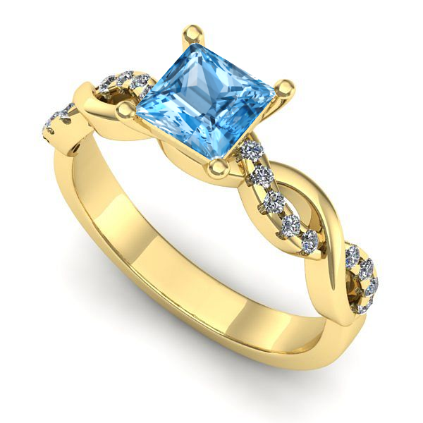 Inel din aur galben cu topaz blue