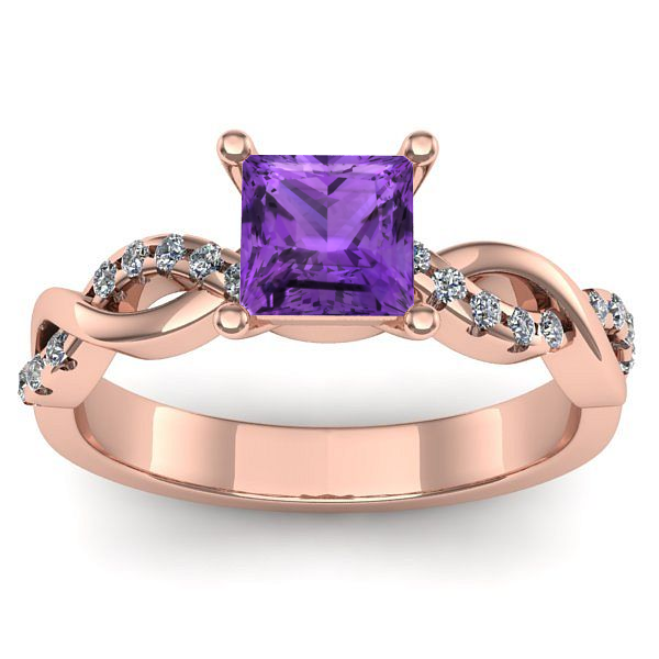 Inel de logodna cu ametist patrat