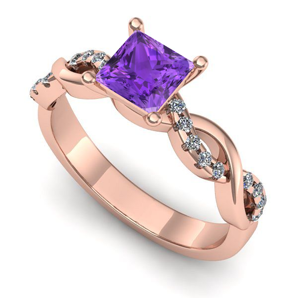 Inel din aur roz cu ametist