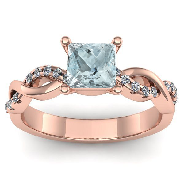 Inel cu aquamarin patrat