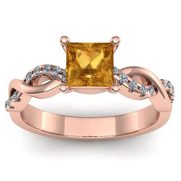 Inel cu citrin patrat