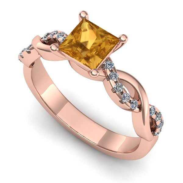 Inel din aur roz cu citrin