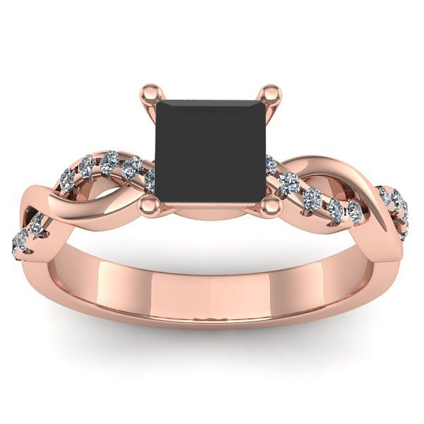 Inel cu diamant negru patrat