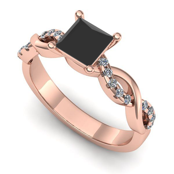 Inel din aur roz cu diamant negru