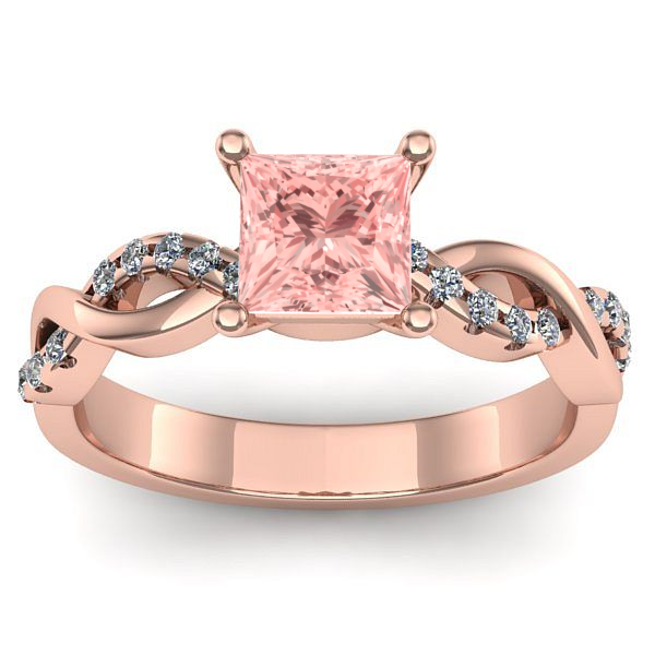 Inel de logodna cu diamant de laborator roz patrat