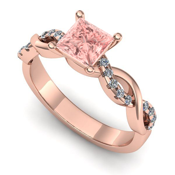 Inel din aur roz cu diamant de laborator roz