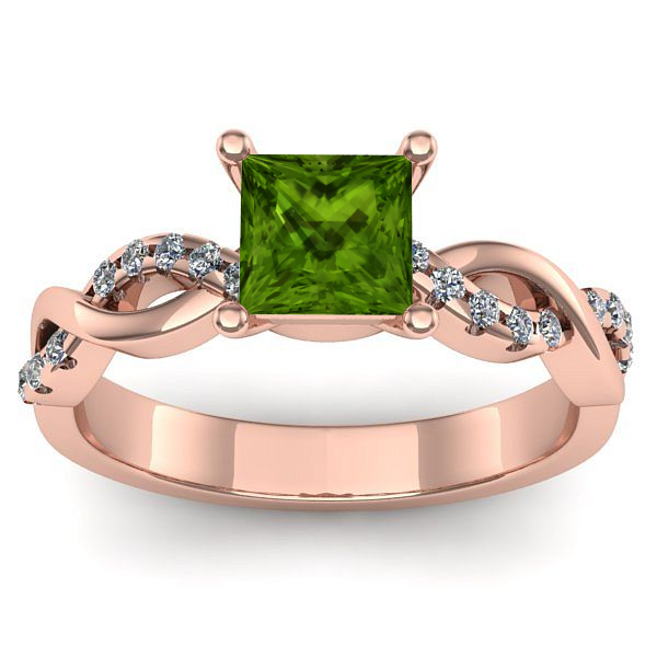 Inel de logodna cu peridot patrat