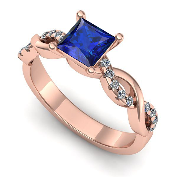 Inel din aur roz cu safir