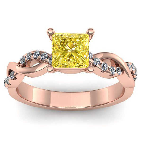 Inel cu safir galben patrat