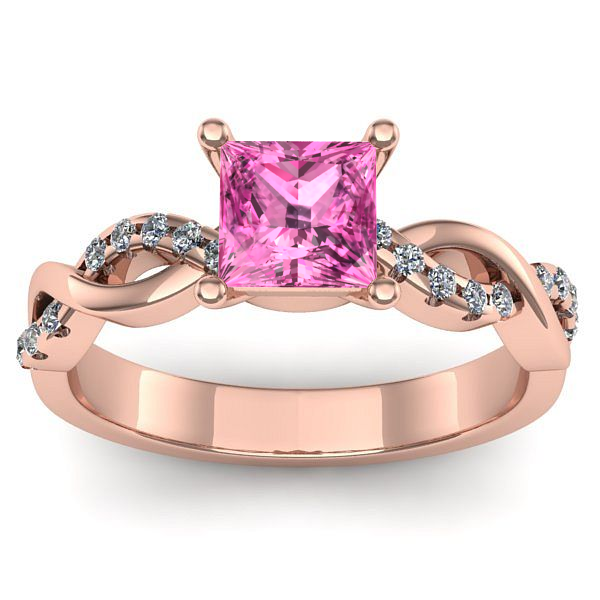 Inel logodna cu safir roz patrat