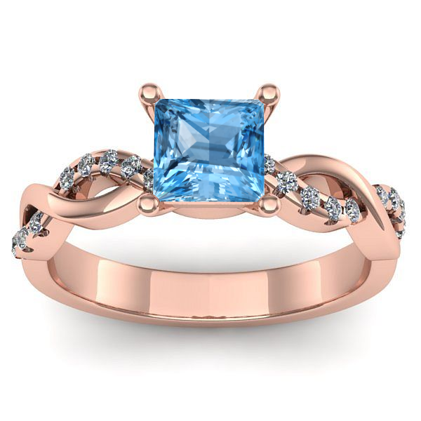 Inel cu topaz blue patrat