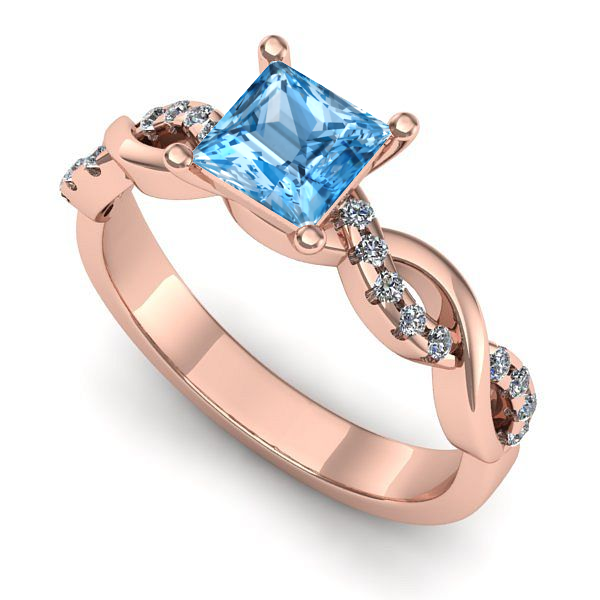 Inel din aur roz cu topaz blue