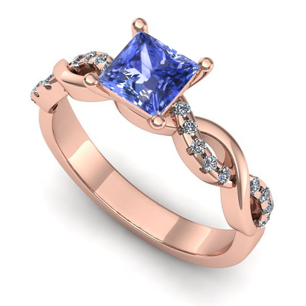 Inel din aur roz cu tanzanit