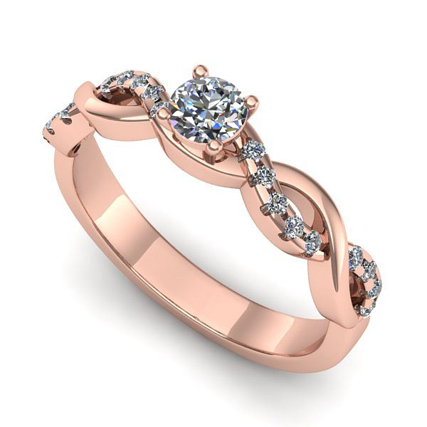 Inel logodna din aur roz cu diamant