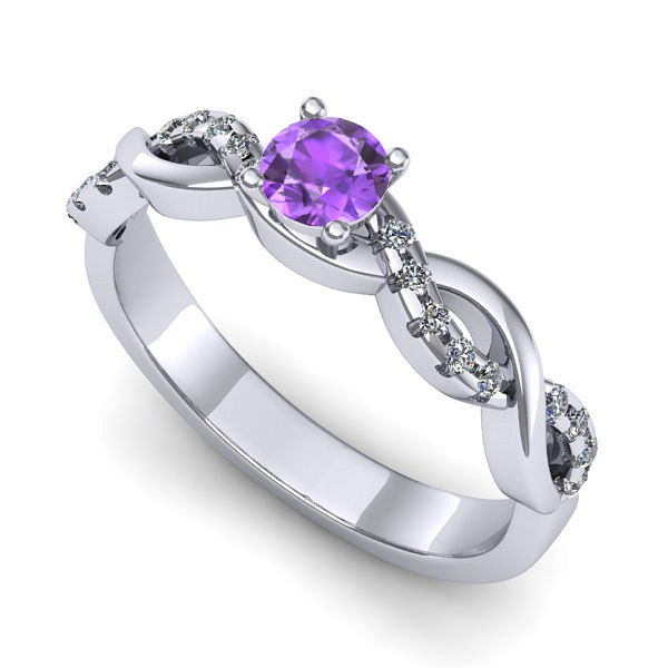 Inel de logodna din aur alb cu ametist