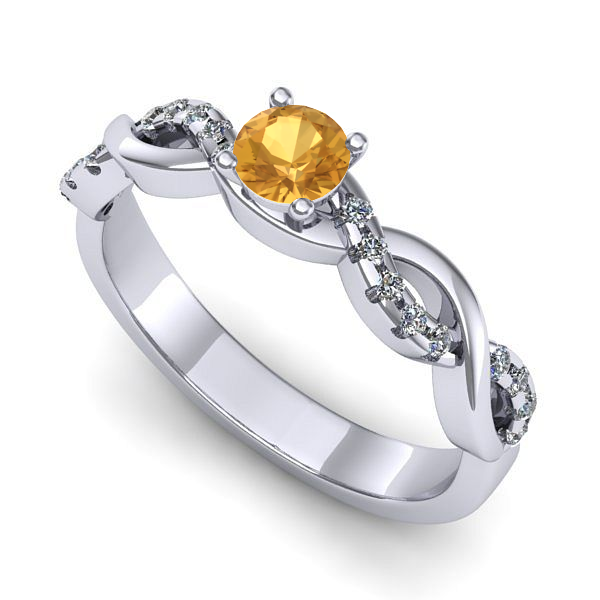 Inel de logodna din aur alb cu citrin