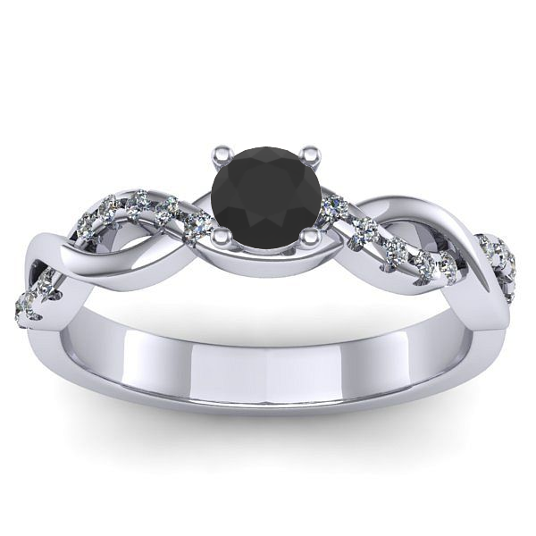 Inel cu diamant negru rotund