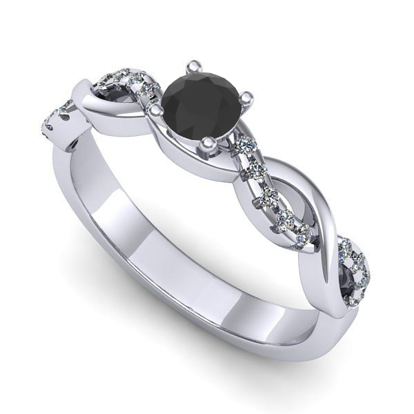 Inel logodna din aur alb cu diamant negru