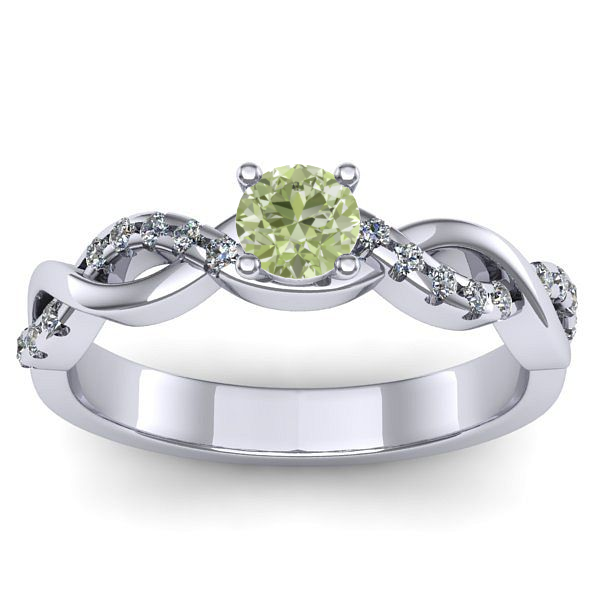 Inel logodna cu diamant de laborator verde rotund