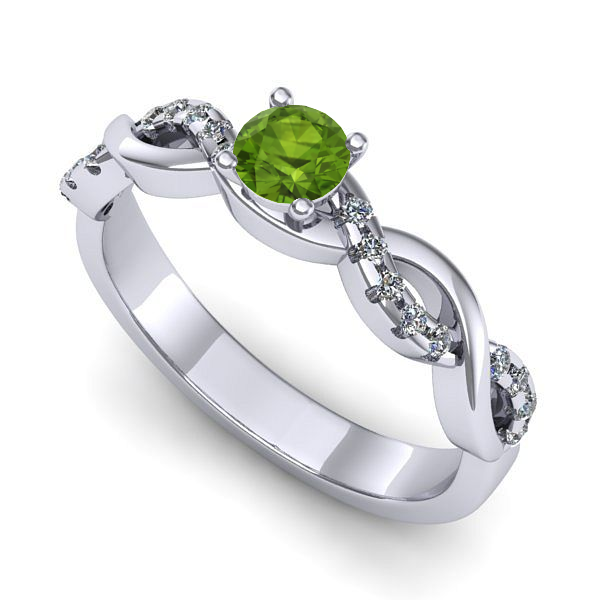 Inel din aur alb cu peridot