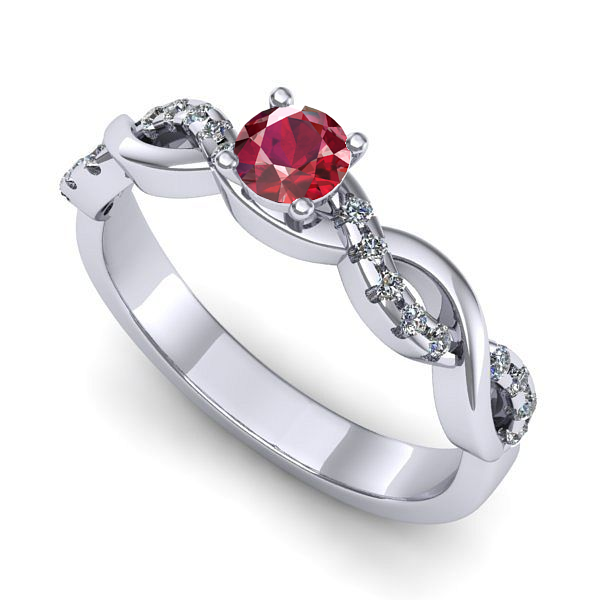 Inel logodna din aur alb cu rubin