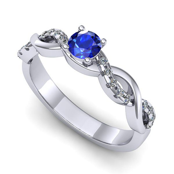 Inel logodna din aur alb cu safir