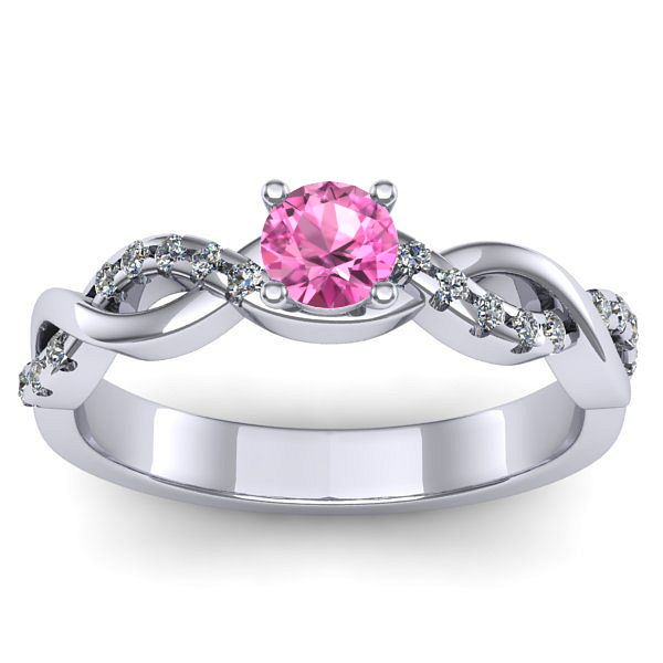 Inel de logodna cu safir roz rotund